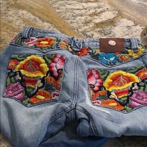embroidered jeans
